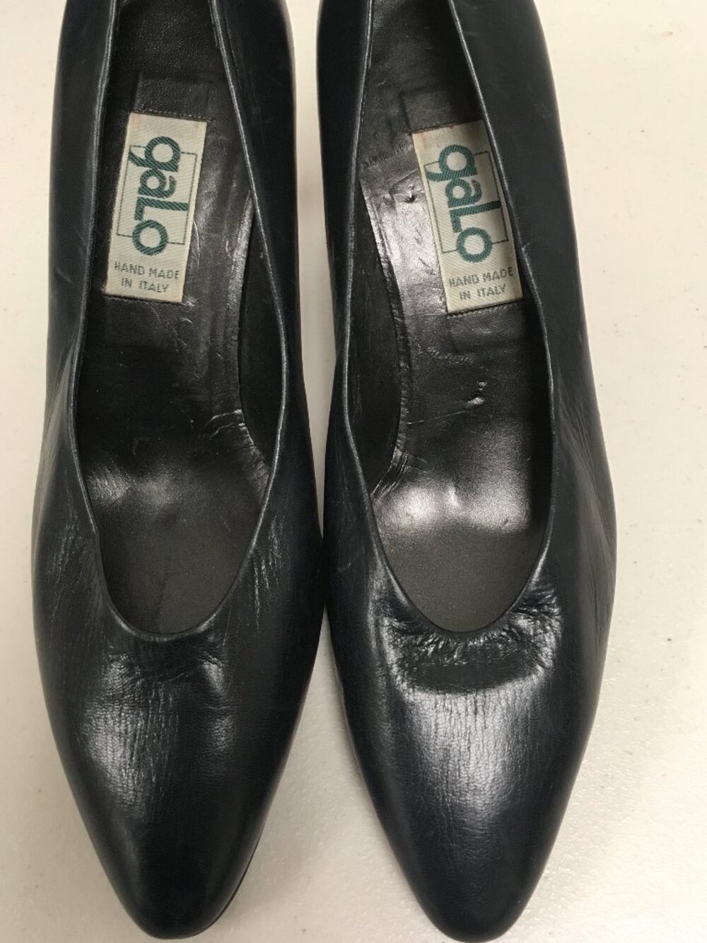 Vintage 80s GALO ITALY navy blue HANDMADE PUMPS 39 NEW never worn